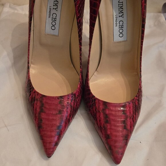 Jimmy Choo Anouk Red Snakeskin/Elaphe Pumps - Picture 8 of 12